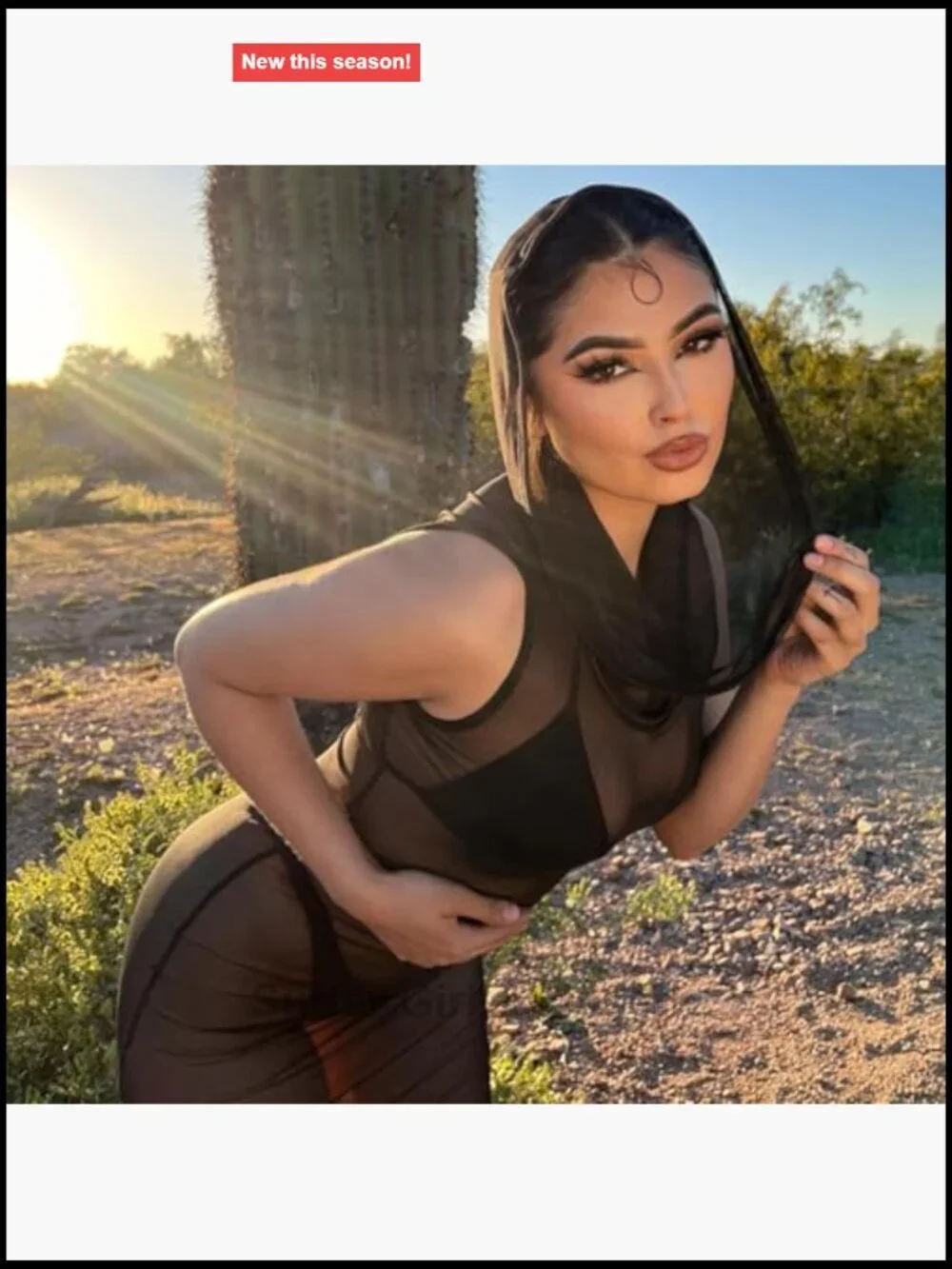 Sexy Rave Outfit Mesh Maxi Dress with Hooded Sheer Cover Up Swimsuit Bikini